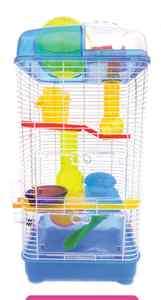 Level Clear Plastic Dwarf Hamster, Mice Cage with Ball on Top, Blue 
