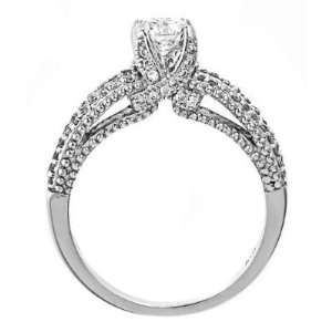  14k White Gold Natural Round Diamond Engagement Ring Split 