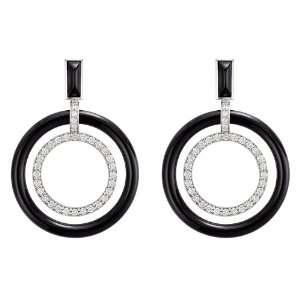  Betteridge Circular Onyx & Diamond Drop Earrings Jewelry