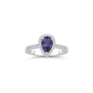   25 Cts Diamond & 2.37 Cts Amethyst Ring in 14K White Gold 8.0 Jewelry