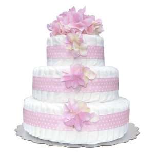  Bella Sprouts Diaper Cake, Three Tier, Pink/White Baby