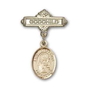  14kt Gold Baby Badge with St. Apollonia Charm and Godchild 