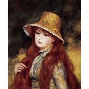  Young Girl in a Straw Hat by Pierre Auguste Renoir. Size 