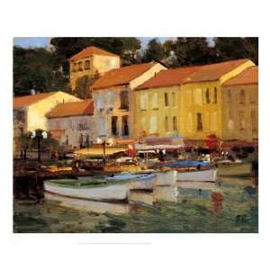 Harbor, South of France artist Brian Blood 22x18 