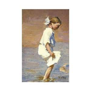  Wading at the Shore by Edward Henry Potthast. Size 10.26 