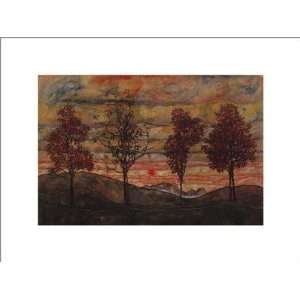  Four Trees by Egon Schiele   11 3/4 x 15 3/4 inches   Fine 