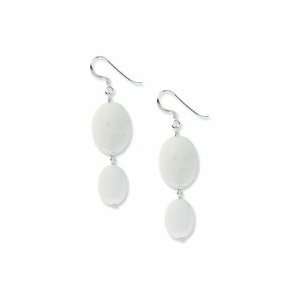  Sterling Silver White Jade Earrings   QE6157 Jewelry