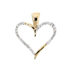   Special 0.20 CT White Diamond Heart Pendant 14 KT Yellow Gold Jewelry