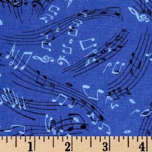  45 Wide Rock On Notes Blue Fabric By The Yard Arts 
