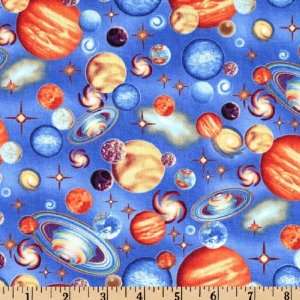  44 Wide Space Ranger Planets Medium Blue Fabric By The 