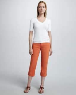 T4D2T CJ by Cookie Johnson Mercy Cropped Jeans, Tangerine