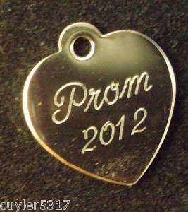 Heart Charm Silver for Wedding or Prom Garter engraved  