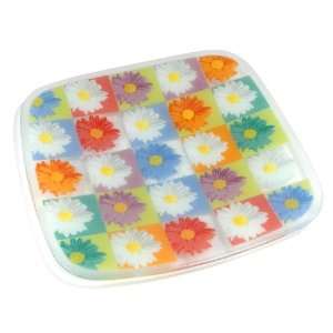  Peggy Karr 15 Inch Glass Daisy Squares Square Plate 