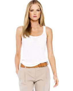 Scoop Neckline Linen Tank  