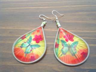 Butterfly thread earrings, dangle peruvian jewelry handmade PERU