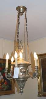 European chandelier with six candelabra light points and two lights 