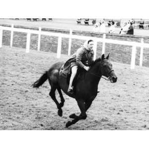 Princess Margaret Riding a Horse at Ascot Before Spectators Arrive For 