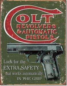   Extra Safety Revolver Pistol Gun Fire Arms Tin Metal Sign NEW  