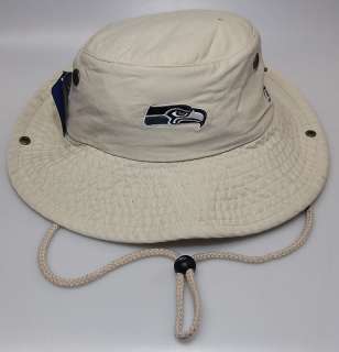   NFL Seattle Seahawks Beige Fishing Bucket Hat w/ Embroidered Logo S/M