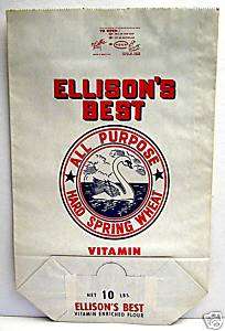 Ellisons Best Flour Mill + Elevator Old Bag Swan Image  
