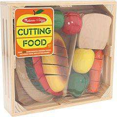 Melissa & Doug Play Time Cutting Food Realistic Toy Set Wooden Storage 
