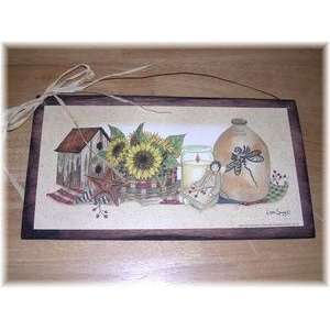  Country Wall Art Sign Sunflowers Barn Star Candles Crocks Dolls 
