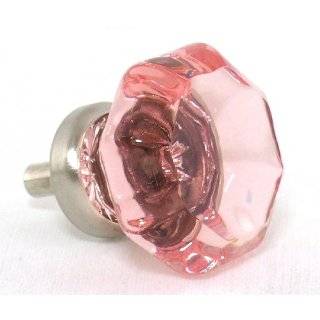 Pink Crystal Glass Cabinet Knobs 2pc, Cupboard Drawer Pulls & Handles 