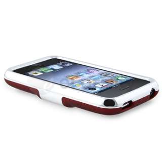 DELUXE Red HARD CASE STAND COVER W/CHROME+LCD Screen Protector For 