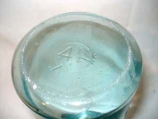 Antique 19th century Canning Fruit Jar Lockport Mason Aqua Blue Color 