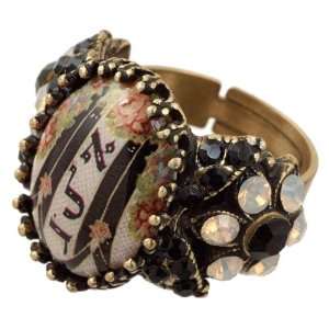  Adjustable Ring Decorated with Roses and Stripes Cameo, Engraved 