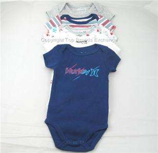 Hurley Infant Blue White Bodysuits 5 Pack 3 6 9 months Romper Onesie 