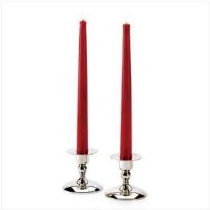  Red Flameless Taper Candles Holders Pair Centerpiece