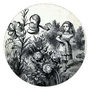   Large Lapel Pin Badge Alice and the Talking Flowers