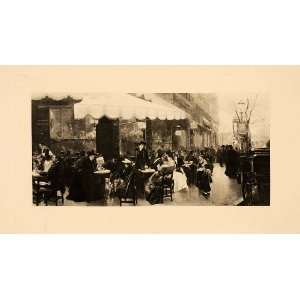  1908 Photogravure Outdoor French Cafe Boulevard Joaquin 