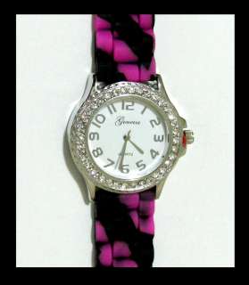 zebra hot pink band silicone watches