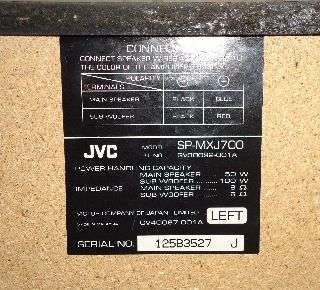 JVC SP MXJ700 STEREO SYSTEM TWIN HYPER SUBWOOFER LEFT SPEAKER GV30092 
