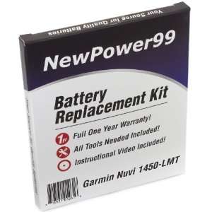  Battery Replacement Kit for Garmin Nuvi 1450LMT with 