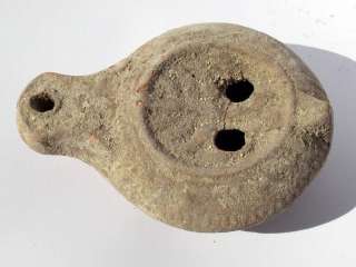 Unique Biblical Oil lamp Holy Land Ancient Antique Ceramic Clay 