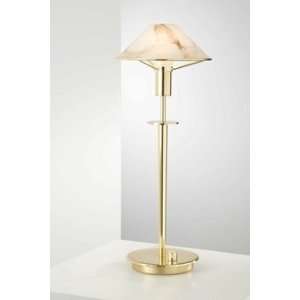   Polished Brass Alabaster Brown Glass Desk Lamp
