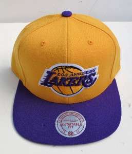 Los Angeles Lakers Yellow On Purple Snap Back Cap Hat By Mitchell 