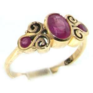  9K Rose Gold Womens Vintage Style Ruby Ring   Size 7.5 