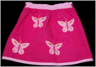 LANDS END Girls Pink BUTTERFLY Embroidered SKORT size 4 Adjustable 