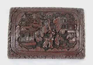 18th C. Chinese Cinnabar Lacquer Landscape Box Qianlong  