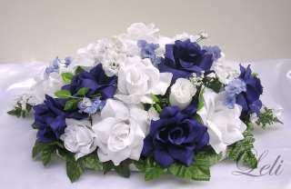 WHITE OPEN ROSES/ OPEN NAVY ROSES/ MINI ROSES/ BABYS BREATH AND 