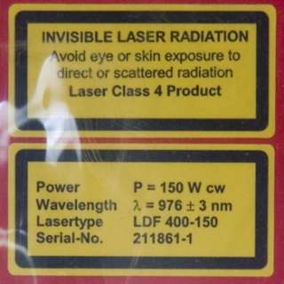   400 150 Fiber Coupled Diode Laser 150 W cw 967 nm Laser Line  
