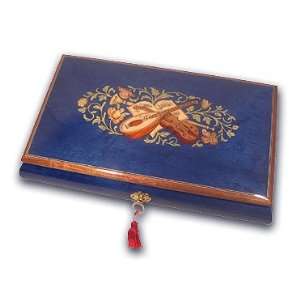   Hand Inlaid 30 Note Violin Reuge Musical Jewelry Box 