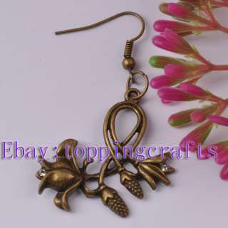FREE SHIP 60pcs Bronze Plated Flower Earrings TE5514  
