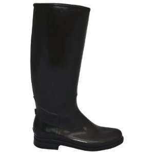 dav English Solid Black Rain Boots with Fleece Lining  