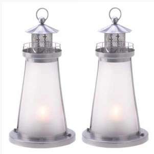 10 WHITE FROSTED LIGHTHOUSE CANDLE HOLDER LANTERN EVENT WEDDING 