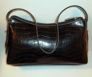   Liz Claiborne NWOT Black Mock Croc Reptile Shoulder Bag Purse Handbag